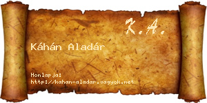 Káhán Aladár névjegykártya